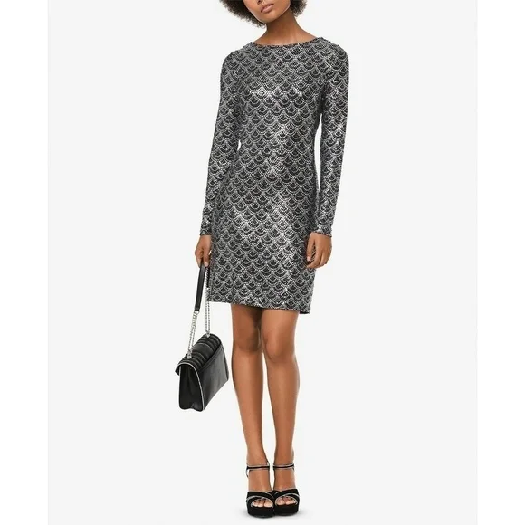 Michael Kors Black Silver Lame Cowl Back Dress XS - Picture 6 of 7